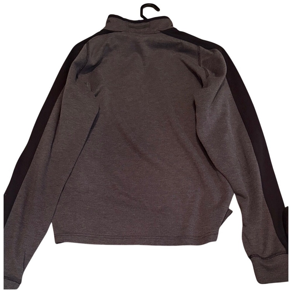 Mens Quarter Zip Pullover Heather Grey Black Athletic Performance Sweatshirt - Picture 3 of 4